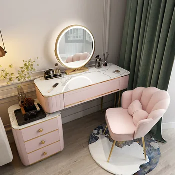 Nordic Light Luxury Šiferis, tualetinis staliukas, LED Smart Veidrodėliai Multifunkcinis Saugojimas Kabineto Comoda Pra Quarto Apdaila