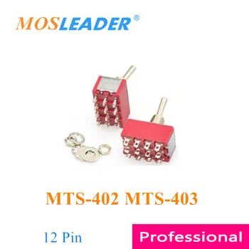 Mosleader 100vnt MTS-402 MTS-403 ON-OFF-ON-OFF-ON 12 Pin DIP12 12P Mini Raudona Perjungimo jungiklis Svirtinis jungiklis