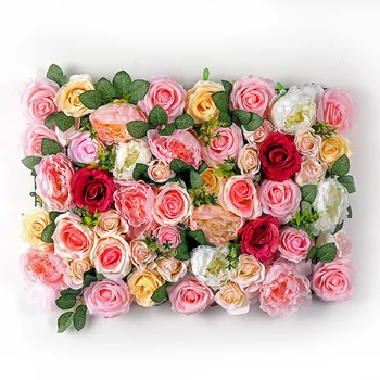 Imituojamas Rose Sienos Vestuvių Dekoravimas Fone, Gėlių Sienos Prekybos Centro Langų Apdailos Augalų Sienos Imituojamas Rose Eilės