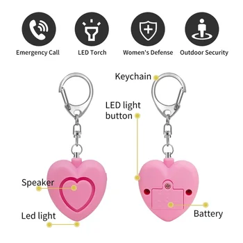 Nešiojamų Pagalbos Mergina, Moteris, Apsaugos Signalizacijos savigynos 130 DB Decibelais su LED Šviesos Saugos Key Chain Pedantas Anti-vilkas