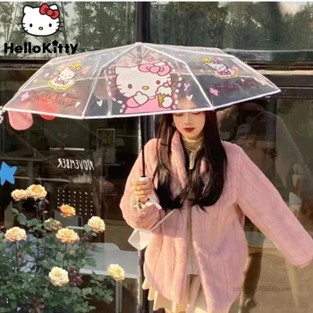 Sanrio Hello Kitty Spausdinti Skaidrus Skėtis Visiškai Automatinis Nešiojamųjų Sulankstyti Skėtis Moterų Mados Lauko Lietaus Priedai