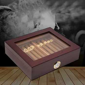 Cigarų Humidoras Atveju, Raudonojo Kedro Mediena, Rūkymo Reikmenys, Skaidrus Liukas Cigarų Kelionės Humidoras Dėžutė Su Drėgmėmačiu Drėkintuvas