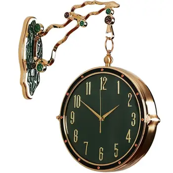 Prabangus Sieninis Laikrodis Modernus Dizainas Dviejų Pusių Sieniniai Laikrodžiai, Namų Dekoro Šiaurės Europoje Kūrybos Laikrodžiai dvipusis Paauksuotas Rėmo Dovana