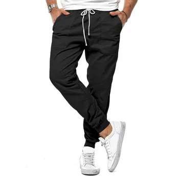 Vientisos Spalvos Vyriškos Kelnės Keturis Sezonus Atsitiktinis Pločio Kojų Kelnės Korėjos Negabaritinių Sweatpants Su Kišenėmis Vyrų Drabužių Streetwear