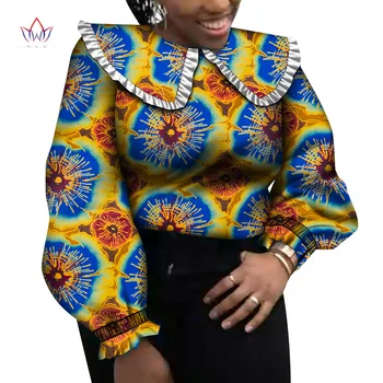Naujas Dashiki Afrikos Marškinėliai Moterims heidi bazin Riche Ankara Spausdinti ilgomis Rankovėmis Marškinėliai Viršuje Moterys Afrikos Drabužių Priežastinis Šalies WY9344