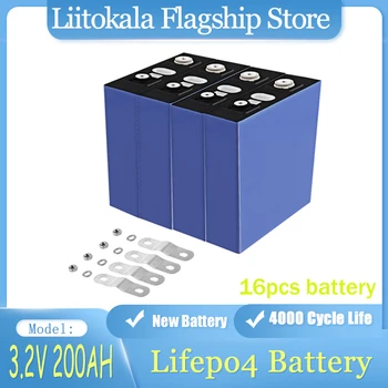 16pcs LiitoKala Lifepo4 3.2 v 200Ah Klasės Naujos Lifepo4 Akumuliatorius 3.2 v 200ah Baterija, Tinka 12v 200ah Saulės