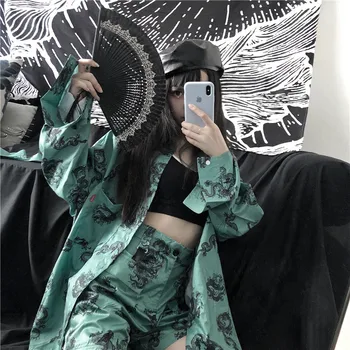 2023 Naujas Moterų Kinijos Drakonas Stiliaus Marškinėliai Trumpas Kelnes Nustatyti Laisvi Marškinėliai Moterims Atsitiktinis Šortai Drabužių Komplektai Moterų 2 Dalių Komplektas