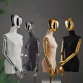 Naujas Atvykimo Audinys Padengti Moteris Pusės kūno Manekeno Kūną su Metalinio Pagrindo Vestuvinių Drabužių Ekranas Suknelė Forma
