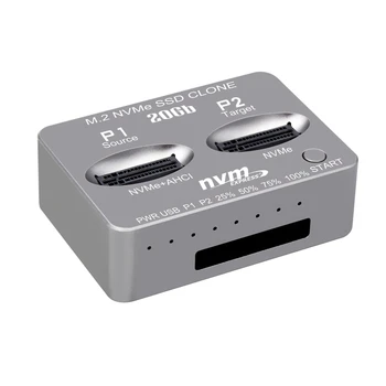 M. 2 NVME SSD Klonas Dual-Bay Nvme Docking Station USB3.2 Gen2 C Tipo Išorinį Kietąjį Diską Langelį M2 VSD Ir M Key SSD