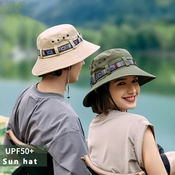 Unisex Vasaros Saulės Skrybėlę Kvėpuojantis, Greitai džiūstantys Vyrų Kibirą Bžūp Etninės Spalvingas Diržas Moterų Baseino Bžūp Pora Vaikščiojimo Žvejybos Panama