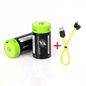 2VNT Karšto pardavimo ZNTER 1,5 V 6000mWh USB įkrovimo baterija (akumuliatorius D polimero ličio baterija + 1PCS Micro USB įkrovimo kabelis
