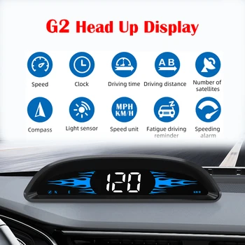 HUD G2 Head Up Display Automobilių GPS Greičio Smart Laikrodis Dekoro Skaitmeniniai Matuokliai, Apsaugos Signalizacija Auto Elektronikos Priedai Visi Automobilių