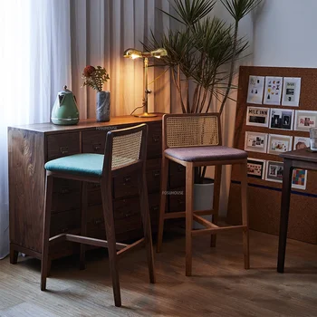 Retro Austi Rotango Baro Kėdė Aukšta Medienos Gamtos Sustiprinti Virtuvės Dizaineris Lounge Kėdės, Valgomojo Counter Taburetes Para Baldai