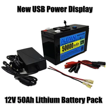 Naujas USB Power Ekranas 12v 50ah 18650 Ličio Baterija Tinka Saulės Energija ir Elektra varomos Transporto priemonės Bateriją+12,6 v Mokestis