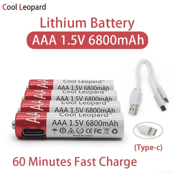 AAA 1,5 V USB Li-ion Baterija Žiūrėti Žaislai, MP3 Grotuvas, Termometras Klaviatūros 1,5 V AAA 6800mah Ličio Jonų Baterija